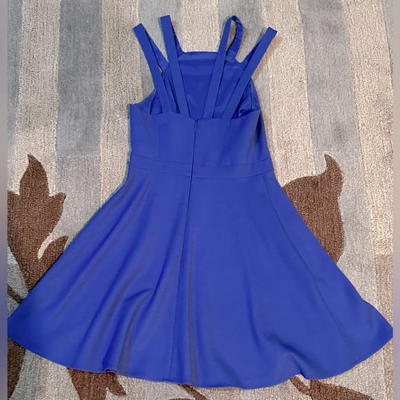 French Connection Whisper Light Double- Strap Royal Blue Fit & Flare Mini Dress - Picture 7 of 7